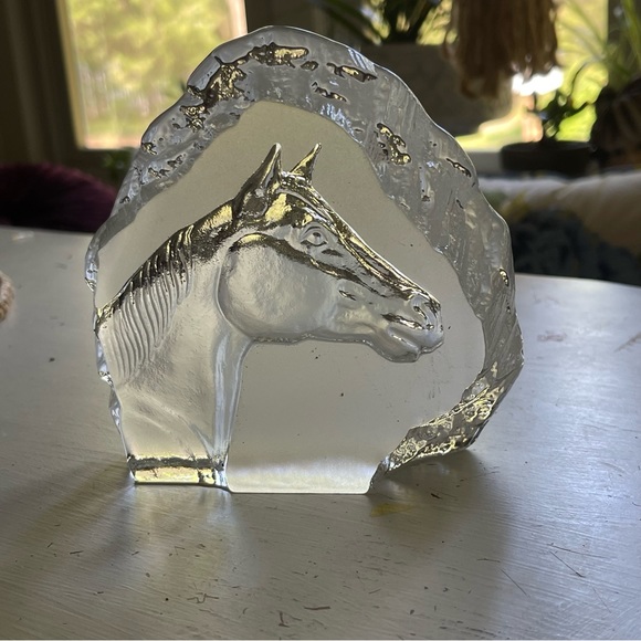 Signed Nybro Crystal of Sweden Horse Head Sculpture - Hand Made Reverse image - Picture 5 of 11